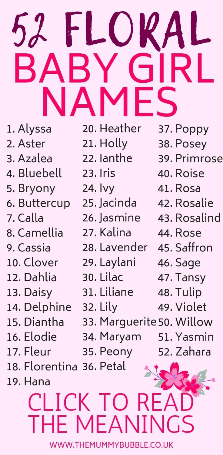 52 Floral Baby Girl Names The Mummy Bubble