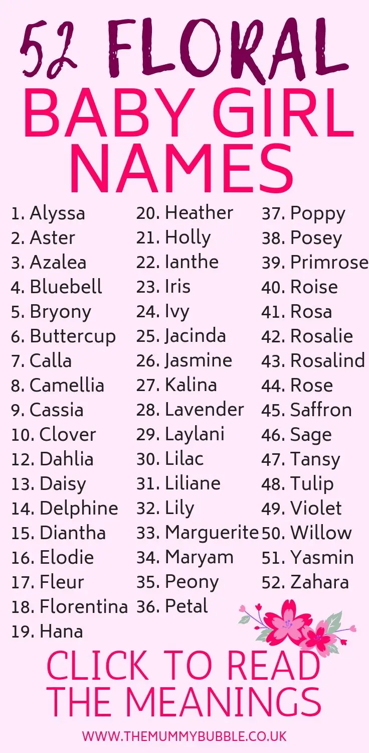 52 Prettiest Floral Baby Girl Names The Mummy Bubble