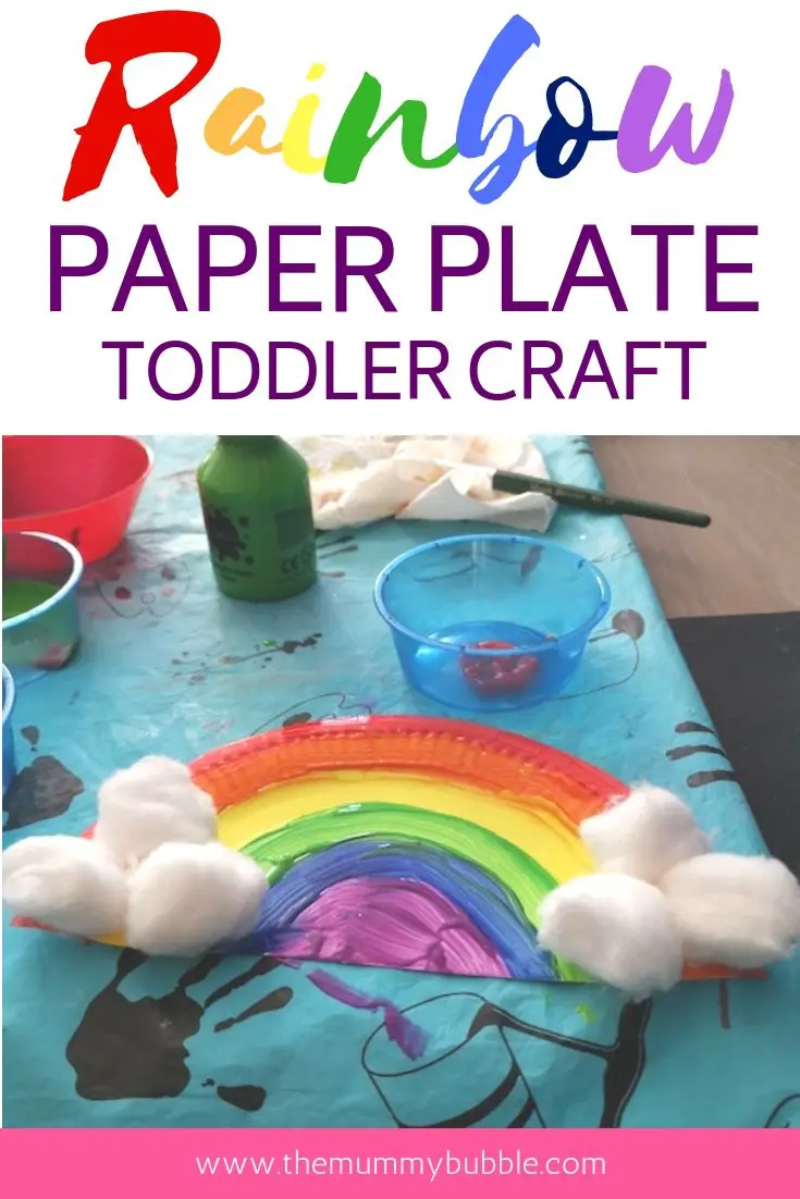 Rainbow paper plate easy toddler craft
