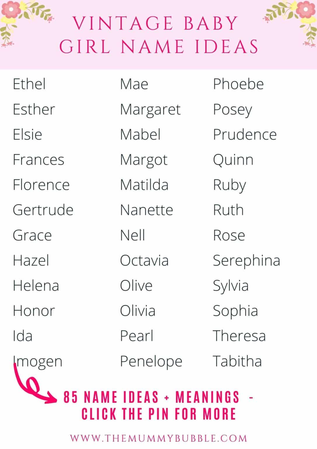 Baby Girl Names Old Names