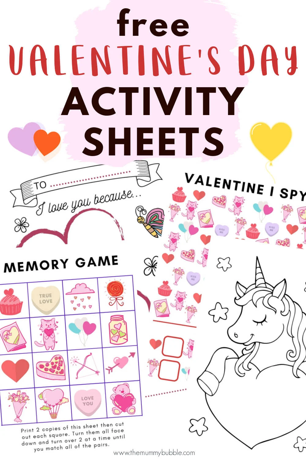 Valentine's Day printable activity sheets for kids - The Mummy Bubble