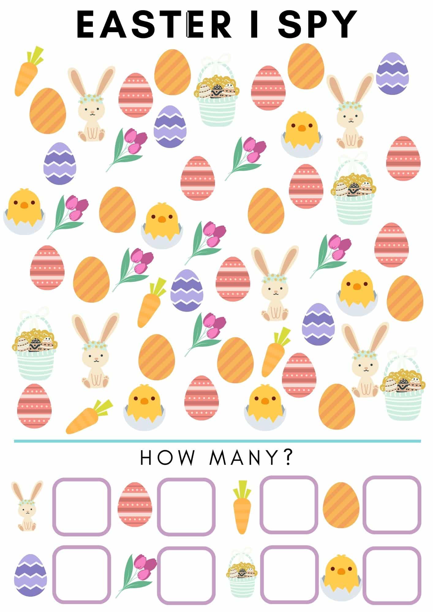 Easter I spy activity to download and print for kids