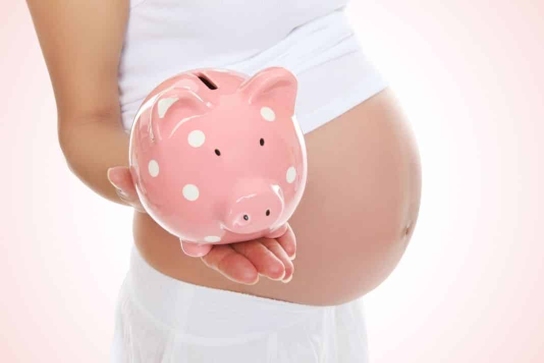 Pregnant mum saving money on newborn baby 