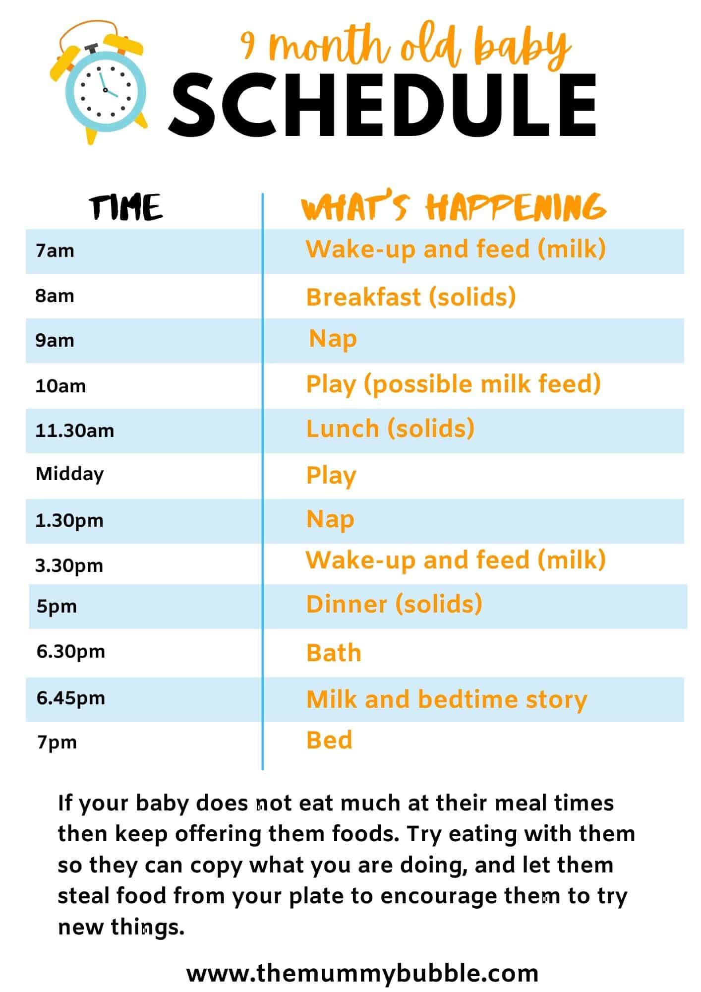 Simple 9 Month Old Baby Daily Schedule The Mummy Bubble