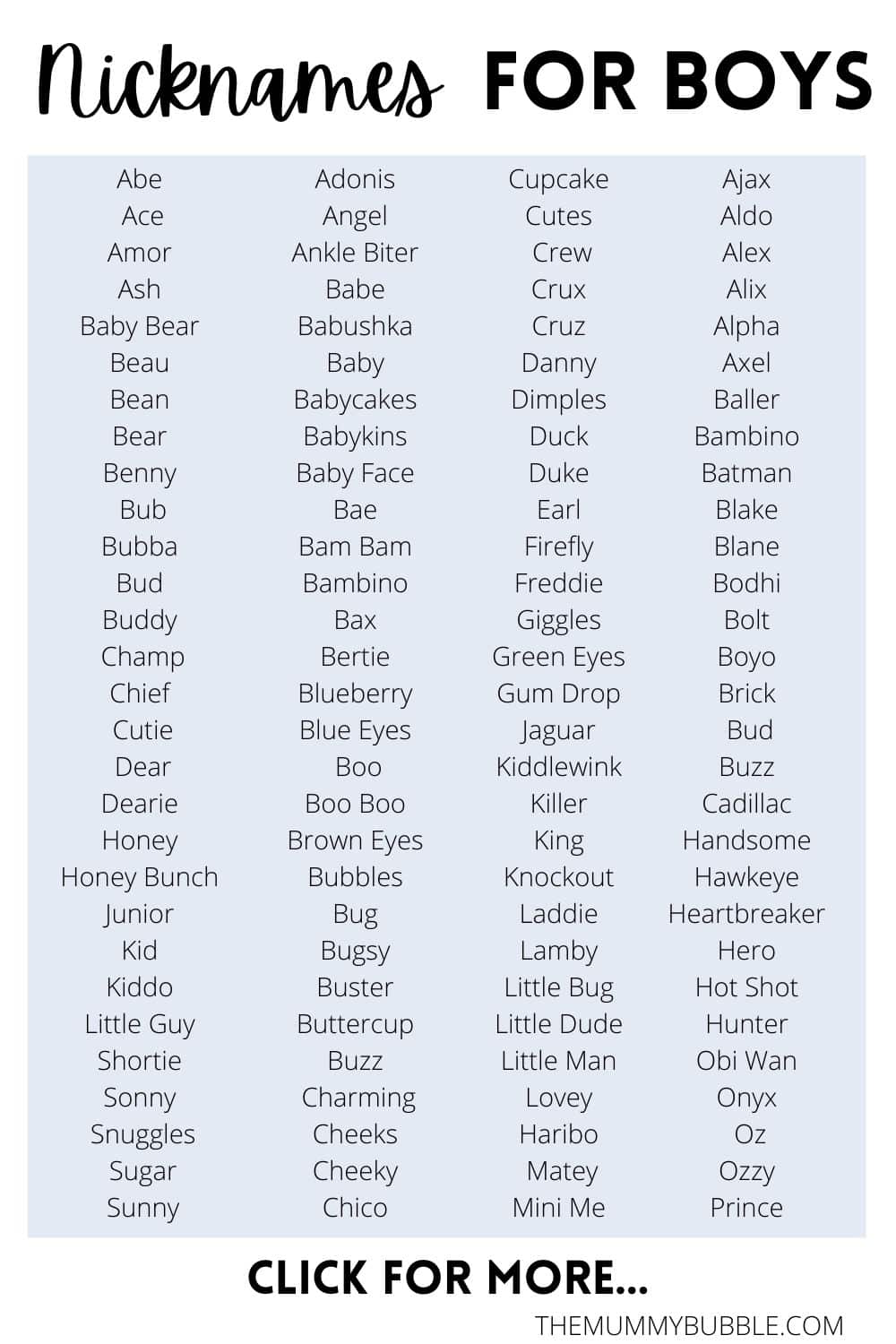 Nicknames for boys 