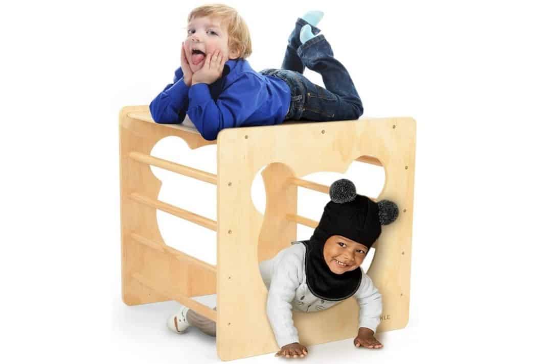 Wooden climbing cube for 1 year old 