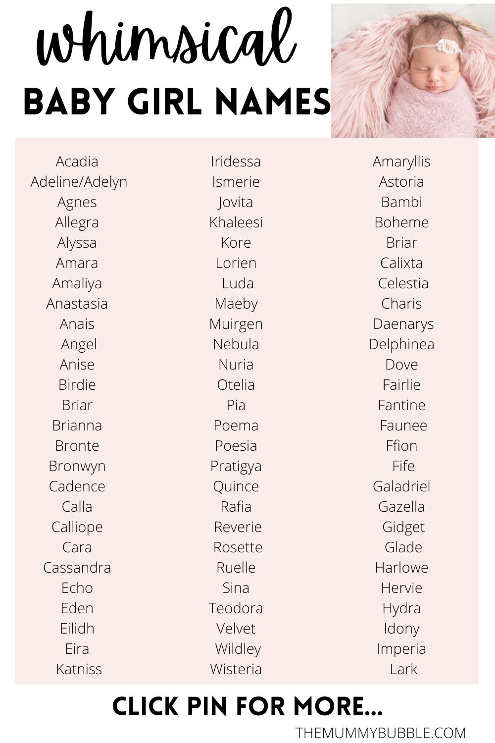 Whimsical Baby Girl Names You Will Love: 200+ ideas and meanings - The  Mummy Bubble