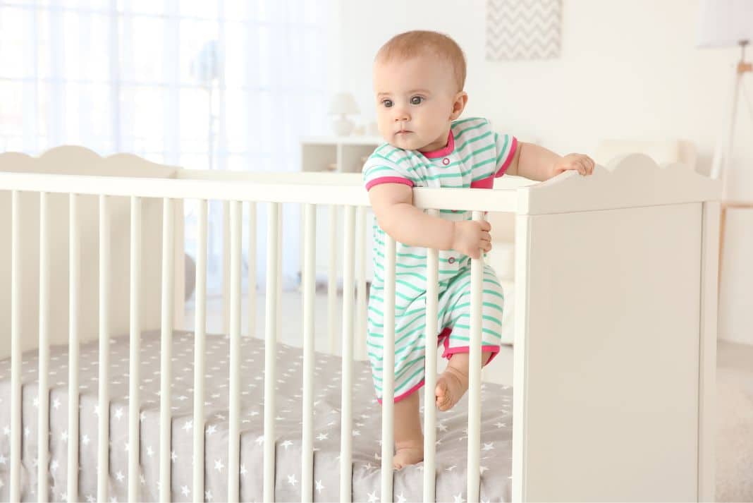 Summer baby wearing a romper