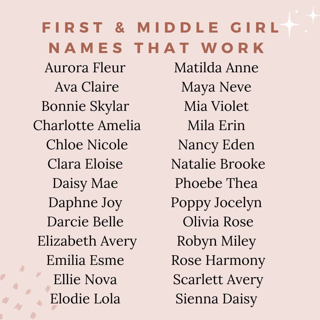 Baby Girl First And Middle Names 