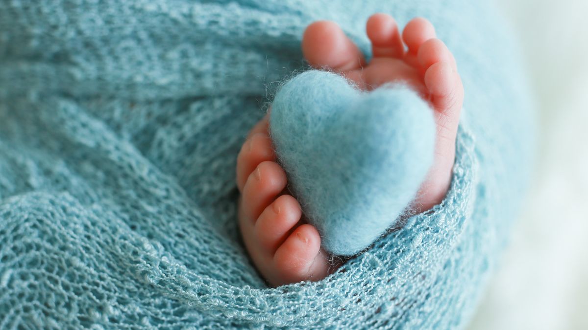 Baby feet and love heart 