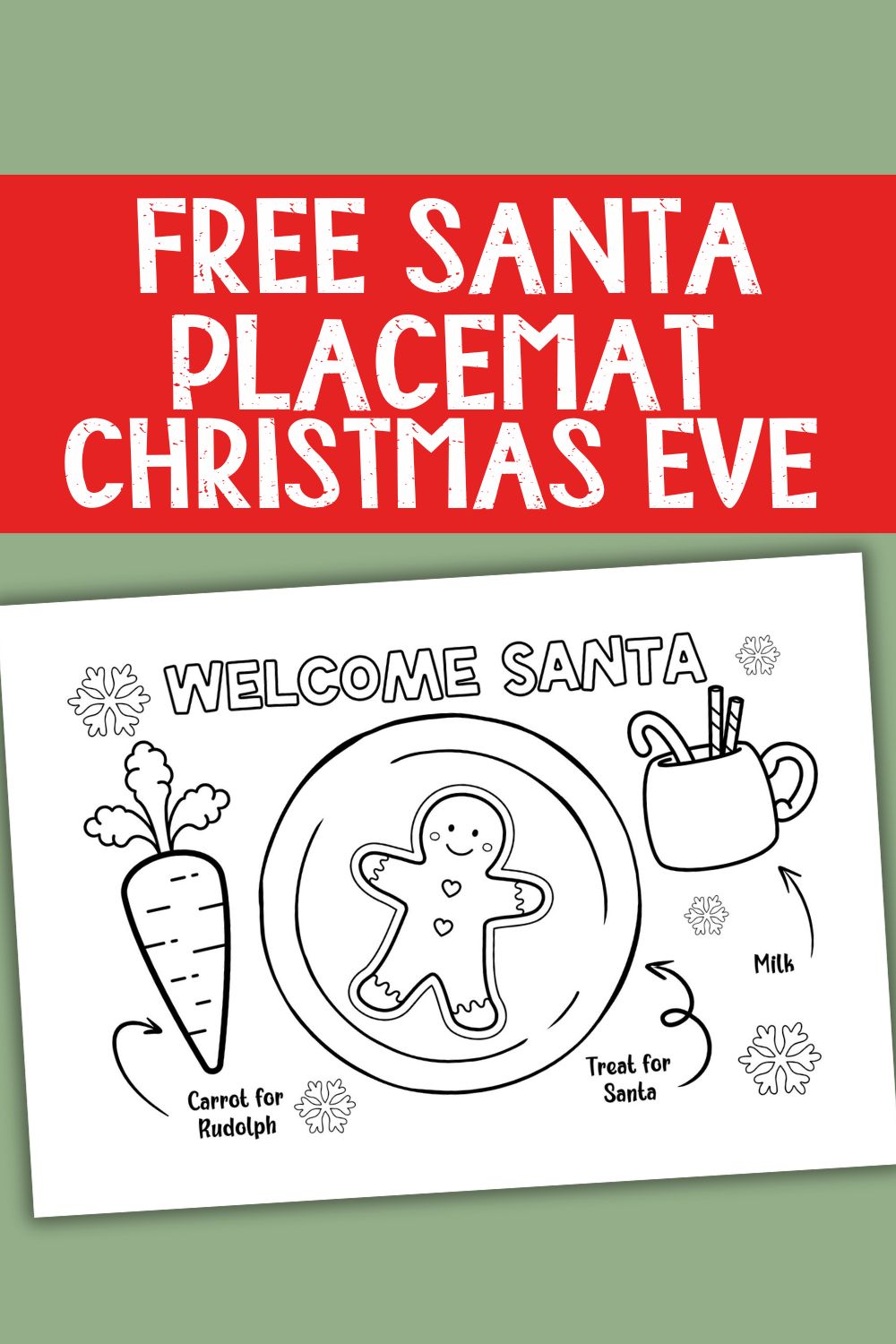Free Santa Christmas Eve placemat for kids