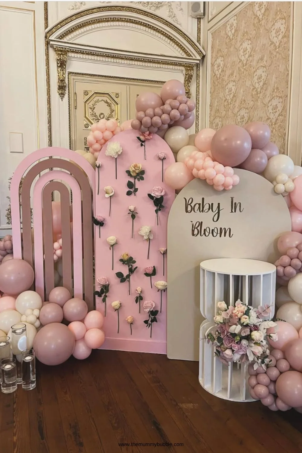 This image has an empty alt attribute; its file name is baby-bloom-boho-pink-shower.jpg