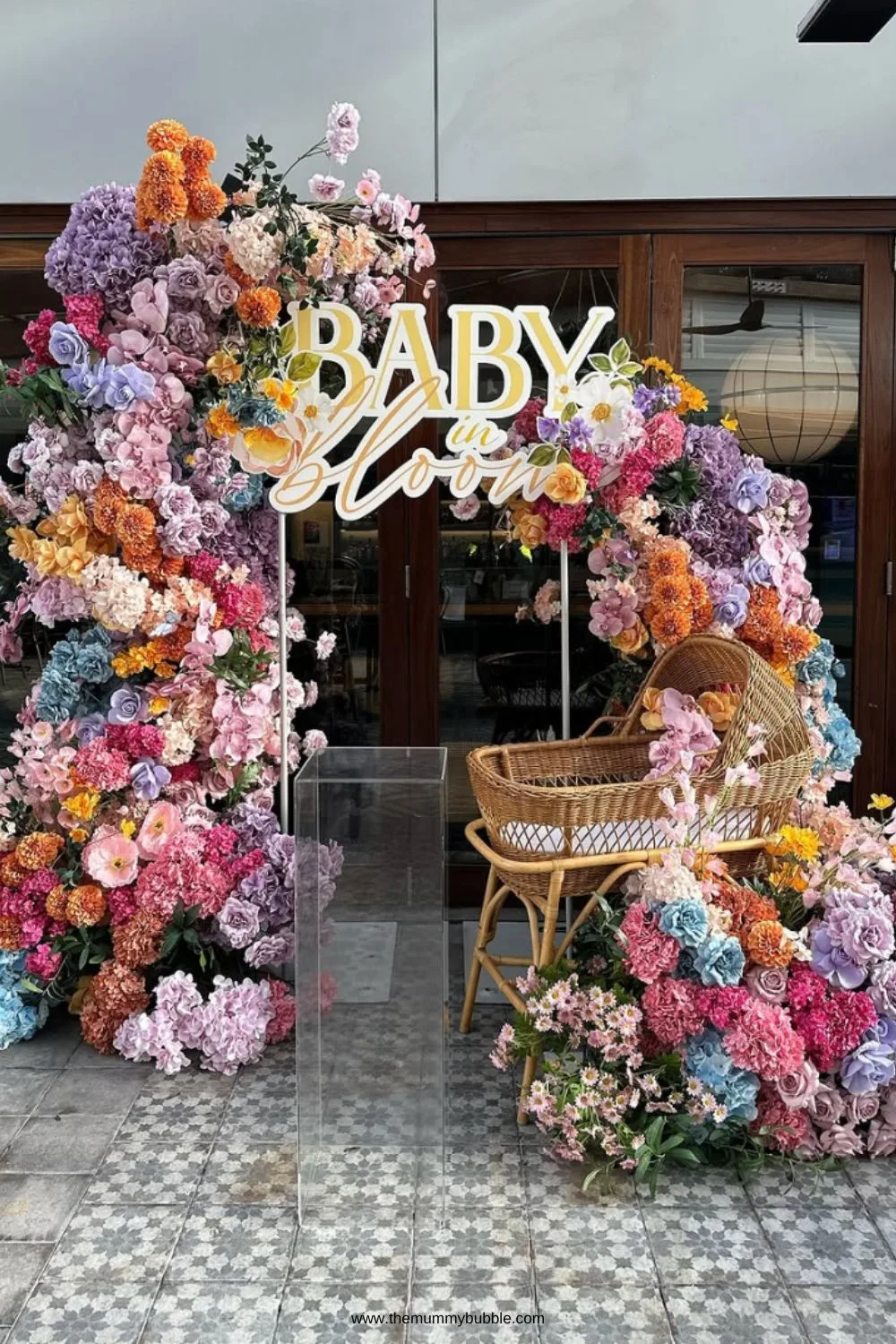 This image has an empty alt attribute; its file name is baby-bloom-decor-floral-arch.jpg