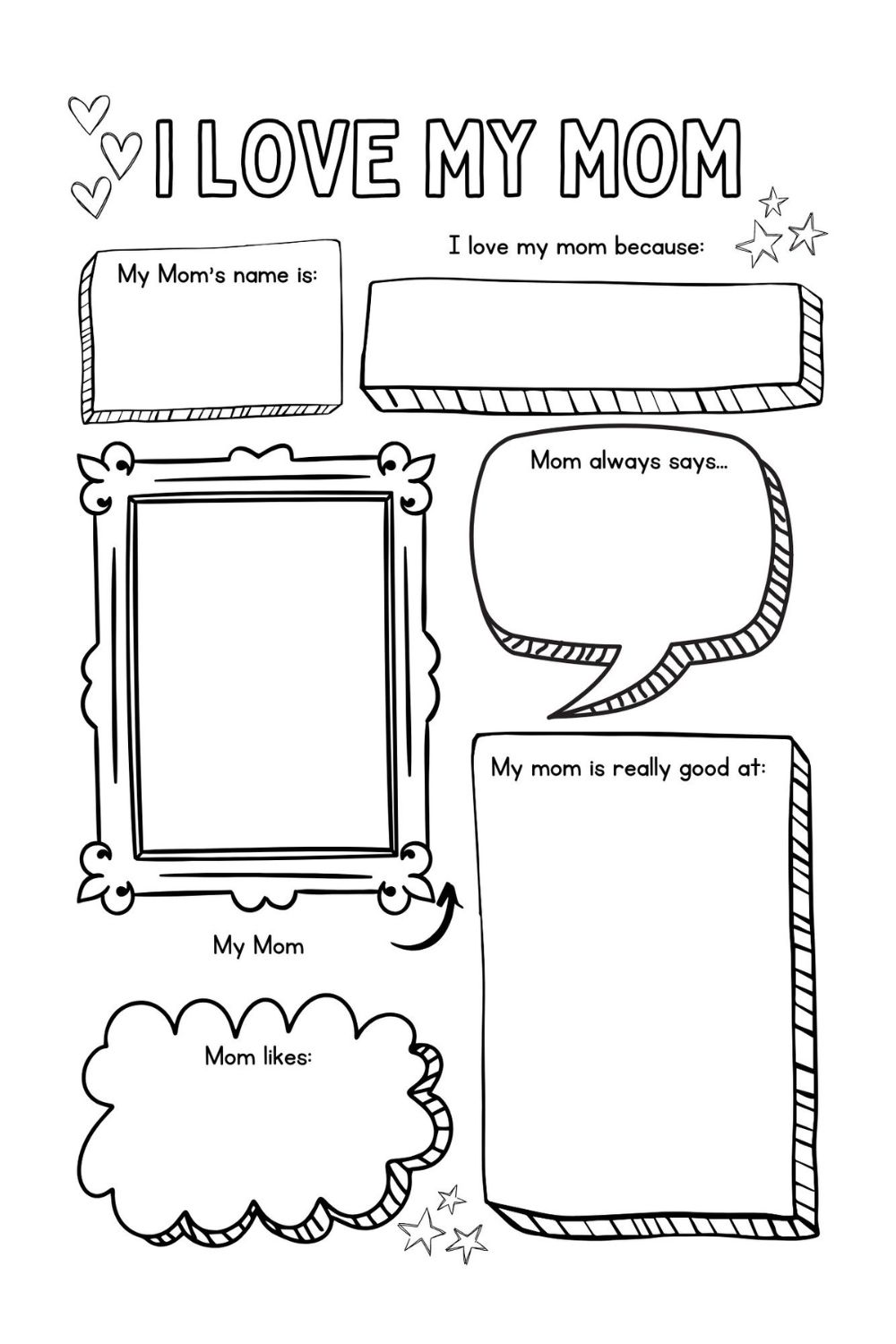 I love my mom about mom printable