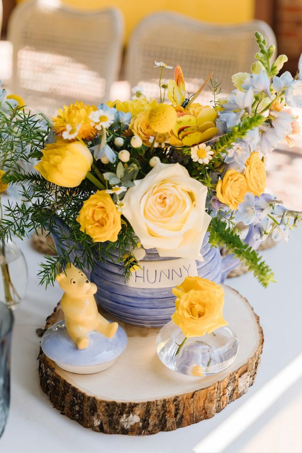 This image has an empty alt attribute; its file name is floral-winnie-the-pooh-garden-tea-party.jpg