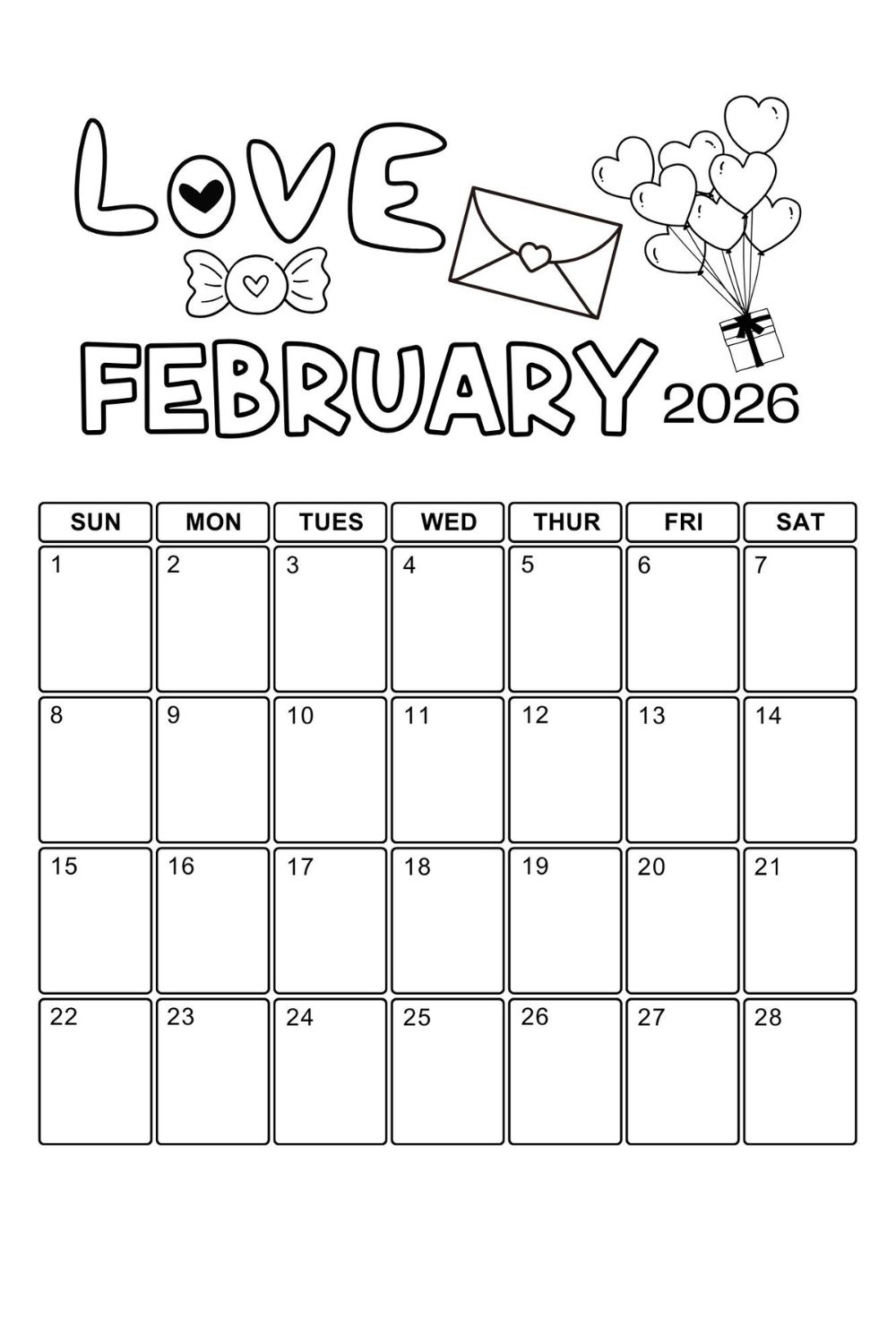 february coloring page 2026